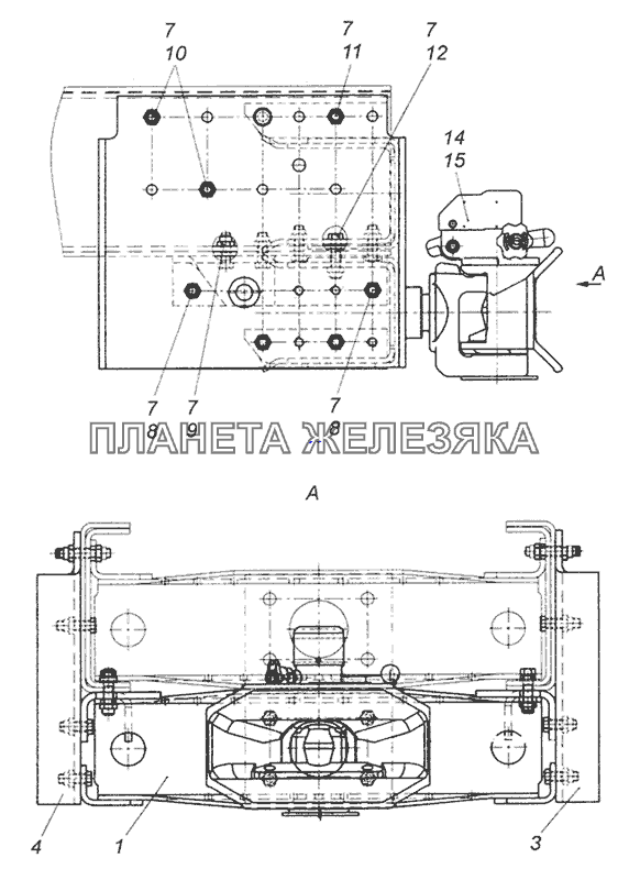 6520-2700010 Установка подрамника и сцепных устройств КамАЗ-6522 (Euro-2, 3)